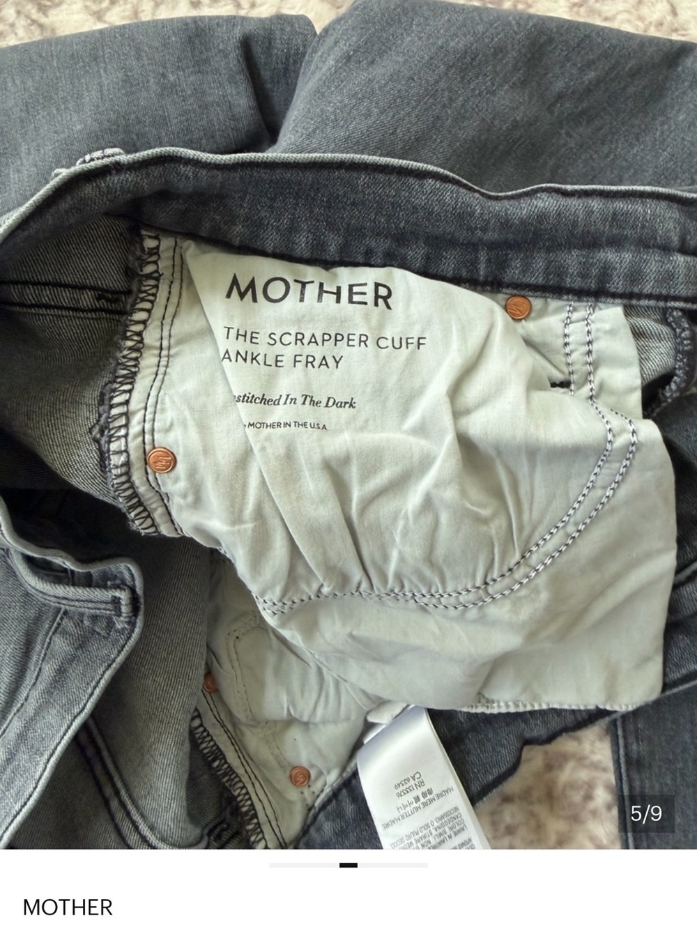 MOTHER Scrapper Cuff Ankle Fray Jeans - Gray